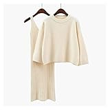 ZZZYW Camisole Kleid + Hoodie 2-teiliger Anzug Winter Büro Damen Elegant Strickanzug (Farbe: Beige, Größe: Einheitsgröße)