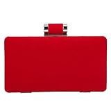 SYMALL Damen Clutch Velvet Retro-Stil Handtasche Party Brieftasche Elegant Abendtasche für Frauen Geburtstagsfeier Samt Geldbörse für Hochzeitsfeier Cocktail (Rot)