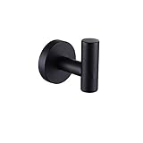Badezimmer-Handtuchhaken für schwere Arbeit an der Wand aus Edelstahl 304 Handtuchhaken/Handtuchhaken für Badekleidung, Küche, Schwarz matt, 2 Stück