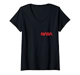 Damen NASA Worm Logo klassisch und berühmt T-Shirt mit V