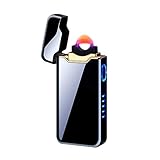 DOUBFIVSY Lichtbogen Feuerzeug, Elektro Feuerzeug USB Feuerzeug, Winddicht Elektronische Flammenfeuerzeug mit Batterieanzeige, Arc Lighter für Männer Damen Geschenk Küche Feuerwerk (Schwarz)
