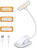 Cocoda Leselampe Buch Klemme, 9 LED Buchlampe mit 3 Farbtemperatur, USB Wiederaufladbar, Dimmbar Augenschutz Leselampe Bett, Touch Schalter, 360° Flexibel Led Klemmleuchte für Nachtlesen, Büro, B