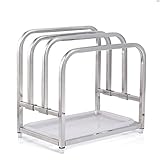 WanuigH Schneidebrett-Organizer Küchenschneidebrett Rack Edelstahl Hackbrett Rack Verstellbarer Deckel Rack Täglicher Gebrauch (Farbe : Silver, Size : 24.5x15x24CM)