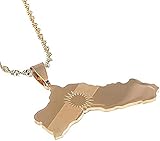 Personalisierte Halskette Edelstahl Gold Kurdistan Karte Anhänger Halskette Kurdische Flagge Karte Kette Schmuck