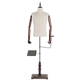 WYYAF Herren Schneiderpuppe mit Ständer, Mannequin Torso Körper mit Holzarmen, Hosenträger und Schuhhalter, Herren Modell Dummy für Kleidung Anzug Display (Größe : L) (S)