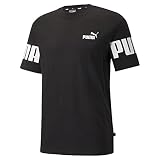 PUMA Herren Power Colorblock Tee T-Shirt, Black Weiß, M