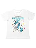 clothinx Kinder T-Shirt Kindergartenstart Zauberhaftes Kindergartenkind Weiß/Türkis Größe 104