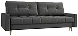 MKS MEBLE Scandinavian Sofa, Scandi, ausklappbar, 214x90x92cm, Dunkelgrau, Schlaffunktion, T-30 Schaum, Bonnellfedern, Behälter für Bettzeug, leichtes Ö