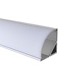 OPAL - 200 cm LED Aluminium Profil ECKE-RUND + 200 cm weiß milchige Abdeckung für LED-Streifen Alu von Alumino®