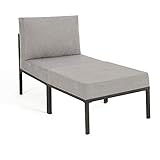 Mingone Gepolsterter Mehrsitzsofa Metallrahmen Leinen Weicher Sitz Eleganter Retro-Stuhl für Wohnzimmer Empfang Lounge-Sessel (Taupe, 126,5 x 62 x 77 cm)