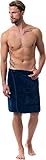 Morgenstern Frottee Saunakilt Herren Knöpfe 52 cm kurz Anthrazit Saunahandtuch zum Binden mit Gummizug Knöpfe Blau Männer Sauna Zubehör Mikrofaser Baumwolle Bamb