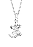 Elli Halskette Damen Gecko Eidechse mit Kristalle in 925 Sterling Silb