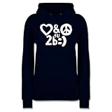 Sprüche Statement mit Spruch - Love & Peace for You to be Happy Emoticon - S - Navy Blau - Happy Hippie - JH001F - Damen Hoodie und Kapuzenpullover für F