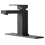HONGAOER 1 oder 3 Löcher Badezimmer Waschbecken Wasserhahn Matt Schwarz Badezimmer Wasserhahn Einhandgriff Badezimmer Wasserhahn mit 15,2 cm Deckp