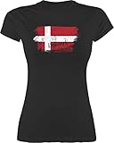 Fussball WM 2022 Fanartikel - Dänemark Vintage - L - Schwarz - dänemark Fan Tshirt - L191 - Tailliertes Tshirt für Damen und Frauen T-S