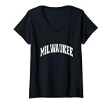 Damen Milwaukee Classic Vintage Wisconsin Sports T-Shirt mit V