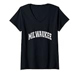 Damen Milwaukee Classic Vintage Wisconsin Sports T-Shirt mit V