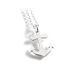 Anker Anhänger aus 925 Silber Glaube Liebe Hoffnung Herz Kreuz Anker Taufschmuck Partnerschmuck Symbol Schmuck mit Kette beides 925 Silber | Unisex Damen Herren | PS353KE2