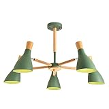 Modern Industrielle Holz Kronleuchter E27 Verstellbare Eisen Pendelleuchte Vintage Deckenleuchte Sputnik Kronleuchter Für Wohnzimmer Esszimmer Schlafzimmer-Grün 5 wapp