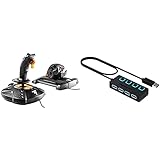 Thrustmaster T16000 FCS Hotas - Hands On Throttle And Stick - HOTAS Joystick & Sabrent USB HUB - 4-Port -USB 3.0 Hub mit einzelnen Power Schalter und LED