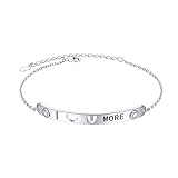 Echt 925 Sterling Silber Bar Armbänder mit Nachricht Ich Liebe Dich Mehr für Frauen Mädchen Teens Geschenke Familie Liebe Manschette Armbänder Freundschaft Mantra Schmuck Einstellbar (I Love You More)