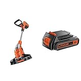 Black+Decker Akku-Rasentrimmer (18V 2,0Ah Li-Ion, Schnittbreite 23 cm, Zweithandgriff, Kantenschneidfunktion, E-Drive, Teleskopstiel) & Li-Ion Slidepack Akku (18V 2,0Ah)