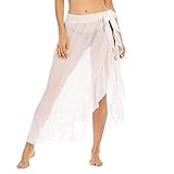 Litthing Strand Damen Strandkleid Lange Sarong Badeanzug Vertuschen Wickeln Pareo für Damen Mädchen Strandkleid Bikini Cover Up Badeanzug Wickelkleid Rock für Urlaub (Weiß, M)