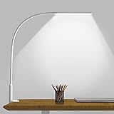 LMIX SchreibtischLampe Schwanenhals,10W Architektenlampe einstellbare Farbtemperaturen und dimmbar Augenschutz Flexarm Tischlampe (Weiß)