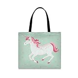 Casual Fashion Einkaufstasche Large Capacity Handtasche Wiederverwendbares Einhorn Run Grocery