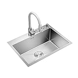 wsjpj. Kitchen Sink Handgemachte 304 Edelstahl-Wannen-Küche-Wannen-Gemüse Waschbecken Schwarz Schweiß Seamless (Size : 65cm)