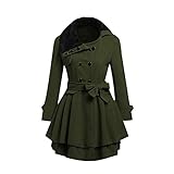 EMATOP Damen Wollmantel mit Gürtel Winter Warme Mantel Vintage Winterjacke Mode Revers Wolljacke Elegant Einfarbig Jacke Tailliert Cocktailkleid Winddicht Windbreaker übergangsjacke Outw