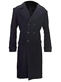 PJapparel Benedict Cumberbatch Sherlock Holmes Herren Trenchcoat aus Wolle, Schwarz, Schwarz / Damen Wollmantel, 38