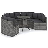vidaXL Gartensofa Set 7-TLG. mit Auflagen Fächerförmiges Design Gartenmöbel Garten Garnitur Sitzgruppe Sitzgarnitur Sofa Gartenset Poly Rattan G