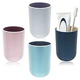 TIE-DailyNec 4PCS Waschen Zahnputzbecher, Mundwasser Tasse, Tragbarer Plastikbecher für das Badezimmer Tragbarer Reise Mundb