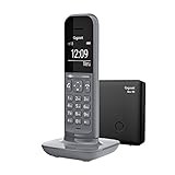 Gigaset CL390, Schnurloses Telefon, 2 Akustik-Profile, extra große Anzeige im Wahlmodus & Telefonmenü, Schutz vor unerwünschen Anrufen, inkl Basisstation Box 90, satellite grey