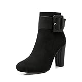 yundiannao High Heel Stiefel aus Wildleder mit Schnalle, schwarz, 40 EU