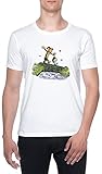 Ofelia und Faun Über Brücke Männer T-Shirt Weiß Rundhals Men White Round Neck S