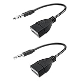 ZHITING 2PCS 3.5mm Männlicher AUX Audio Stecker Autoradio zum USB Typ A weiblicher Auto Konverter Adapter Steckverbinder 2.0 Buchse Konverter Kabel AUX to USB Adapter für Mp3
