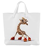 Merchandise for Fans Einkaufstasche - 45 x 42 cm x 9,5 cm, 18 Liter - Motiv: 3D Comic Giraffe auf Rollschuhen - 10