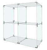 Glassteckvitrine Glasregal Würfelform 83x83cm | Vitrine 4 Fächer 40x40cm Glasplatten Sicherheitsglas | Verkaufsregal Messevitrine Steckvitrine Schaufenstervitrine Selbstbauvitrine Deko-V