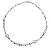 Halskette Anhänger Unregelmäßige Alien Perle Bunte Perlen Liebesbrief Schlüsselbein Kette Halskette für Frauen Strand Urlaub Schmuck Freundschaft Halsketten Hochzeit Weihnachts Geburtstagsgeschenk