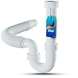LOBENSWERK Flexibler Ablaufschlauch - 100% Wasserdicht - Siphon Küchenspüle mit G 1 1/2' und 40/50mm Einsteckmaß - Geruchsverschluss + Dichtung