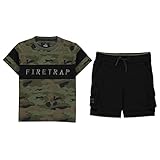 Firetrap Jungen 2 Teile Set Baby T Shirt Shorts Taschen Camo Pique 5-6 J