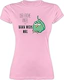 Sprüche Statement mit Spruch - Der frühe Vogel kann Mich mal - XL - Rosa - Damen Shirt lustige sprüche - L191 - Tailliertes Tshirt für Damen und Frauen T-S