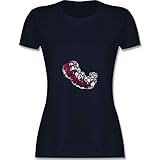 Schwangerschaft Kleidung Geschenk - Wunschkind - L - Navy Blau - Schwangerschafts Tshirt - L191 - Tailliertes Tshirt für Damen und Frauen T-S