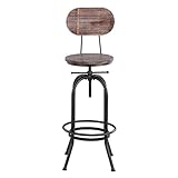 YAYA2021-SHOP Barhocker Industrielle Stilhöhe Verstellbare Schwenkküche Esszimmerstuhl Pinewood Top Metallfuß mit Rückenlehne Barhocker höhenverstellb