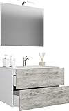 PKline Badinos Bad Möbel Set Waschbecken Unterschrank Wandspiegel Badezimmer W
