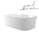 Badewanne NOVA CORNER PLUS Acryl weiß - Einbau links - Inkl. Siphon, Mit Vormontage, Mit Wannenarmatur 6080 C