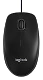 Logitech B100 Maus mit Kabel, USB-Anschluss, 800 DPI Optischer Sensor, 3 Tasten, Für Links- und Rechtshänder, PC/Mac/Chromebook - Schw