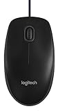 Logitech B100 Maus mit Kabel, USB-Anschluss, 800 DPI Optischer Sensor, 3 Tasten, Für Links und Rechtshänder, PC/Mac - Schw